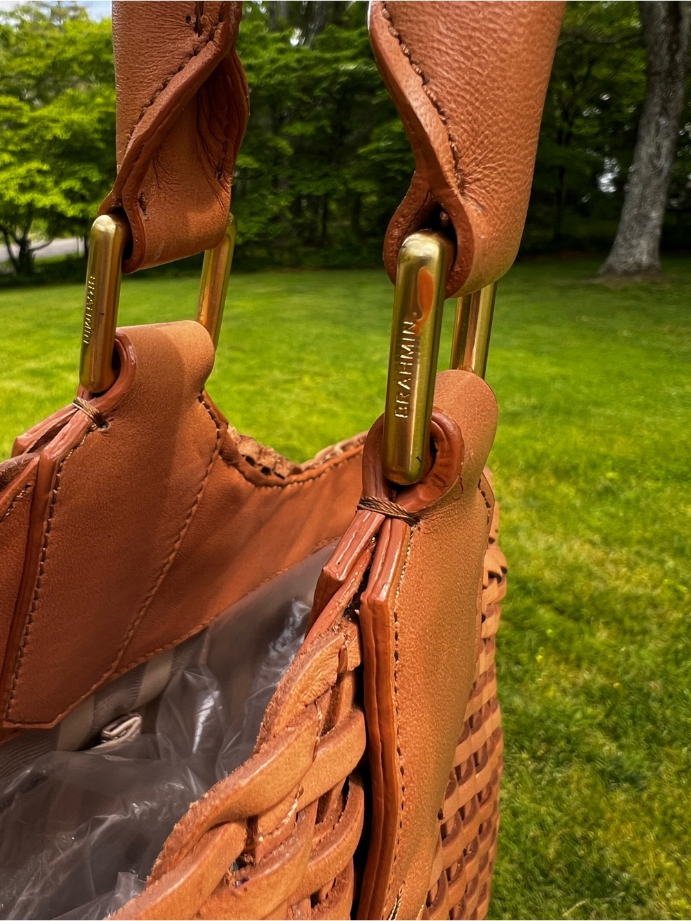 Brahmin Woven Leather Cognac. Nantucket Basket weave - Picture 13 of 13